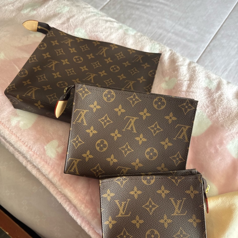 Louis Vuitton Brown and Gold Monogram Pouch Trio